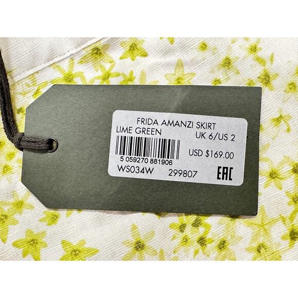 NWT AllSaints Frida Amanzi Skirt Sz 2 in Lime Green - Picture 9 of 9